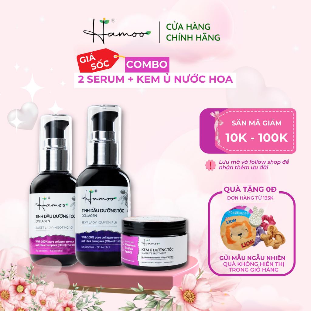 Combo 2 tinh dầu dưỡng tóc hamoo và 01 ủ tóc hương nước hoa 250gram giúp tóc suôn mượt bóng khoẻ lưu hương đến 48h