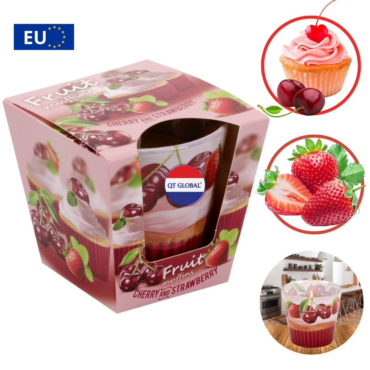 Ly nến thơm Bartek Candles 115g Fruit Muffins - bánh muffin trái cây, thơm phòng, hỗ trợ khử mùi (giao mẫu ngẫu nhiên)