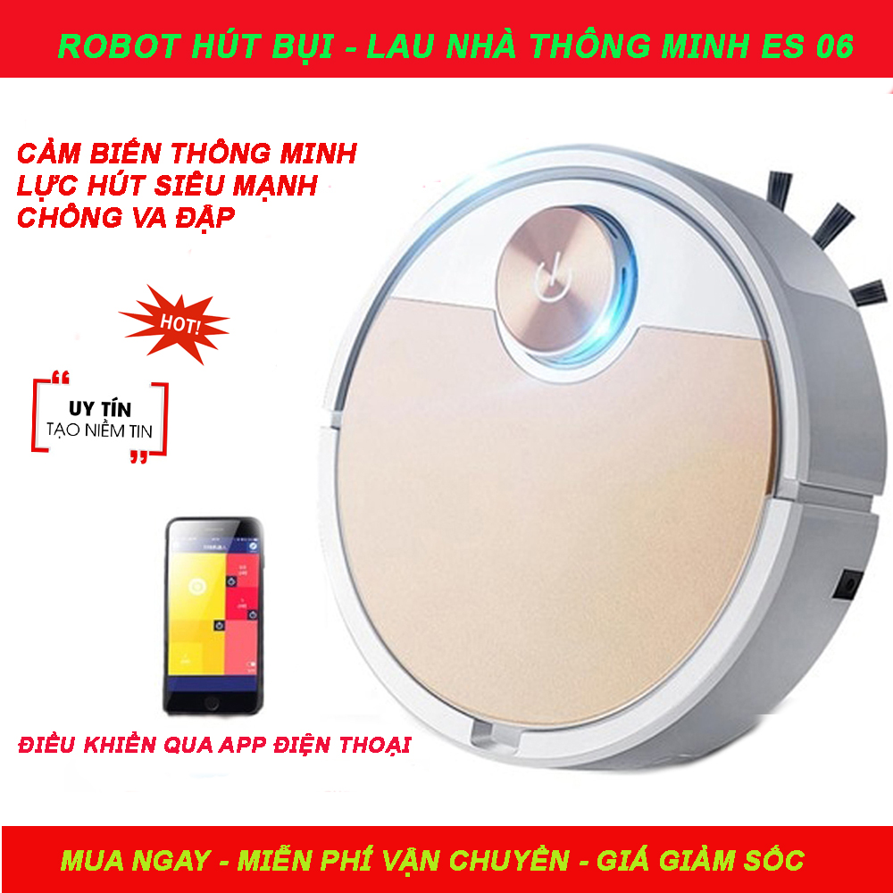 Robot Hút Bụi,, Robot Lau Nhà Hút Bụi, Điều khiển qua App điện thoại, Pin trâu, Thiết kế thông minh, Dễ sử dụng, Hút sạch cát bụi, Lông thú nuôi và tóc rụng, Vận hành êm ái không có tiếng ồn, Giá cực sốc
