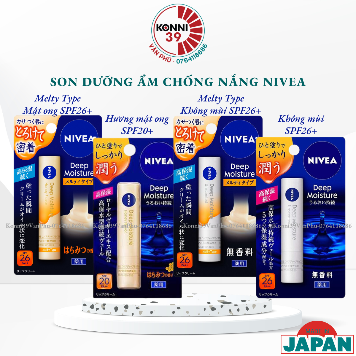 Son dưỡng ẩm Nivea không màu, chống nắng giữ ẩm cao