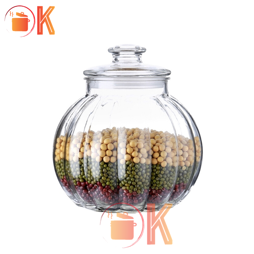 [MẪU MỚI] Hủ thủy tinh 2 Lít hình trái bí đựng các loại hạt quả. Hủ muối dưa cà hủ đựng thực phẩm