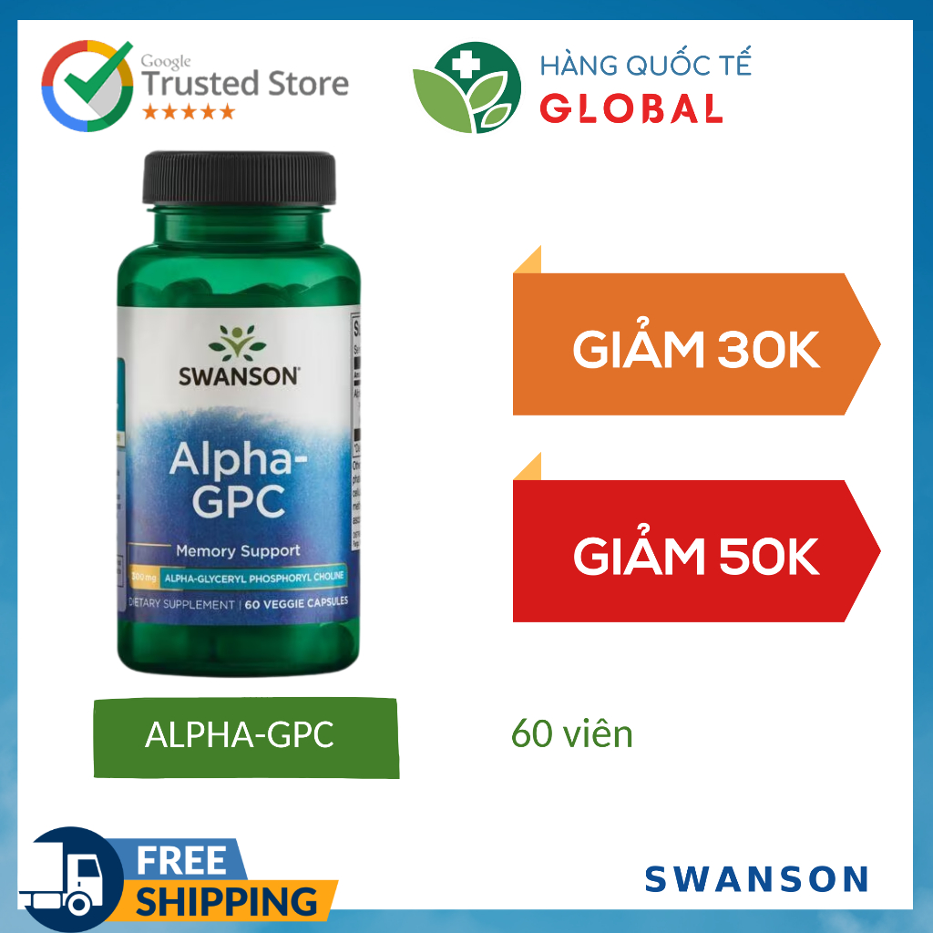 International Product SWANSON ALPHA-GPC, 60 tablets, Memory support for