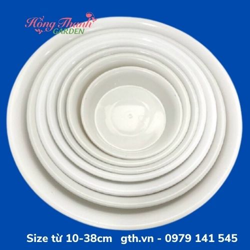 Đĩa lót chậu cây các cỡ - Đĩa nhựa trắng cao cấp chuyên dùng lót chậu cây từ mini đến cỡ đại - hàng loại dày cao cấp - loại đĩa tròn