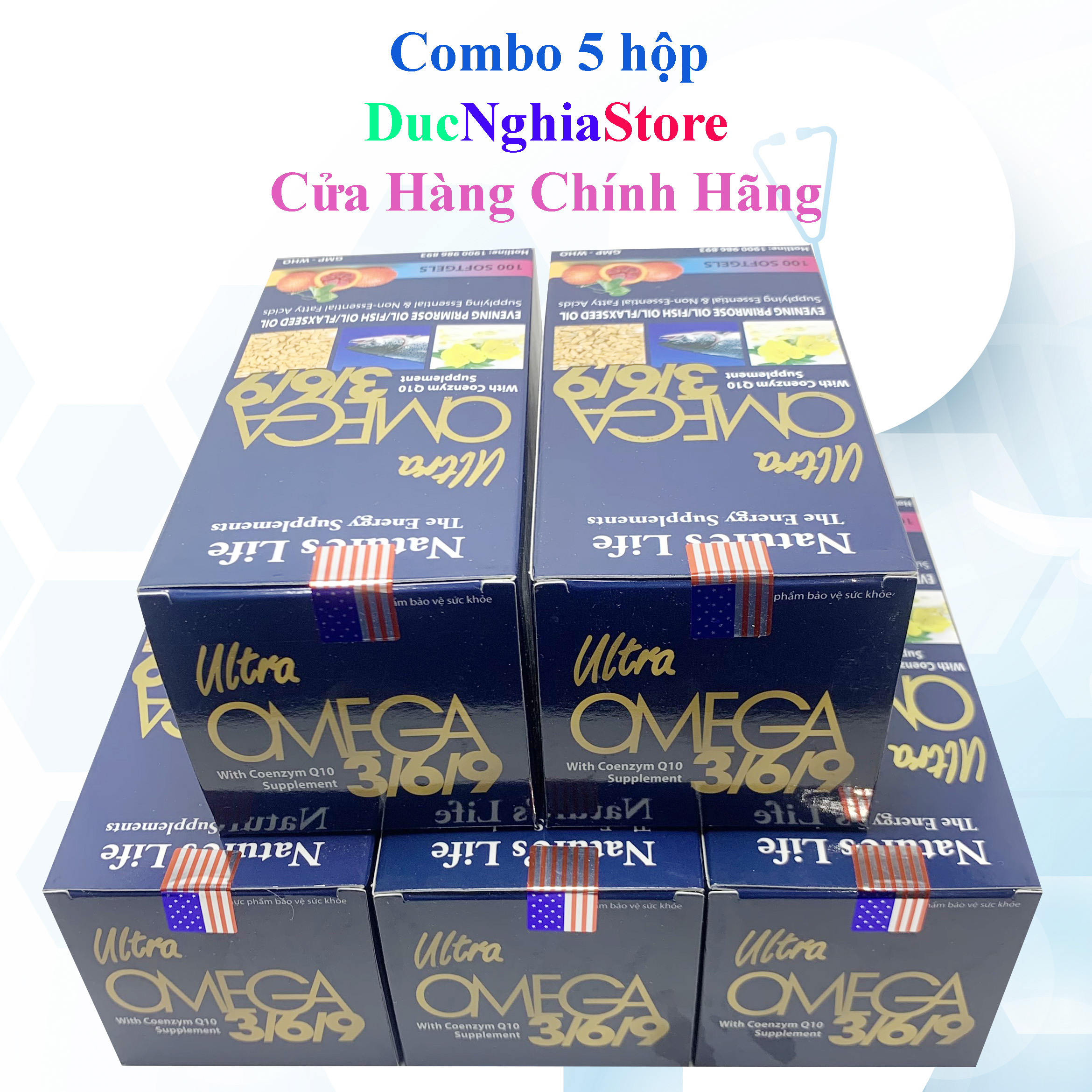 Combo 5 lọ - dầu cá alaska omega 3.6.9 hỗ trợ hệ tim mạch , trí não , tăng cường thị lực , sáng mắt - lọ 100 viên