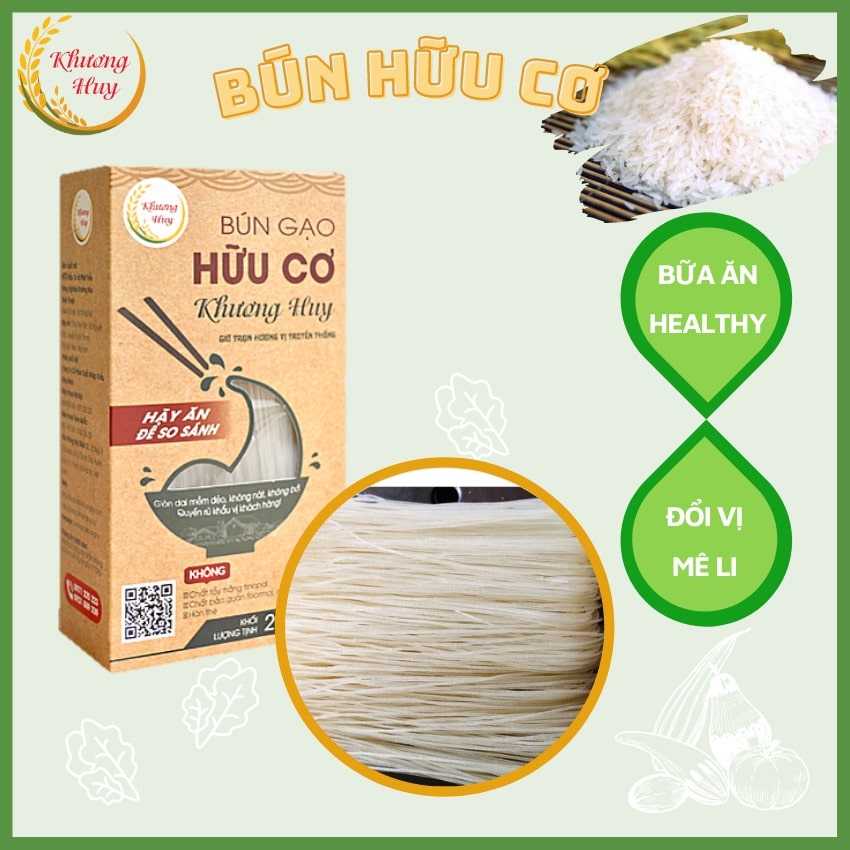 Bún khô hữu cơ 200g trụng ra 650g bún tươi/bún gạo khô khương huy ngon như bún tươi sấy khô - bún khô hữu cơ giòn giai, mềm dẻo, không nát, không bở/ đặc biệt không cần ngâm, chế biến trực tiếp 3 tới 5 phút