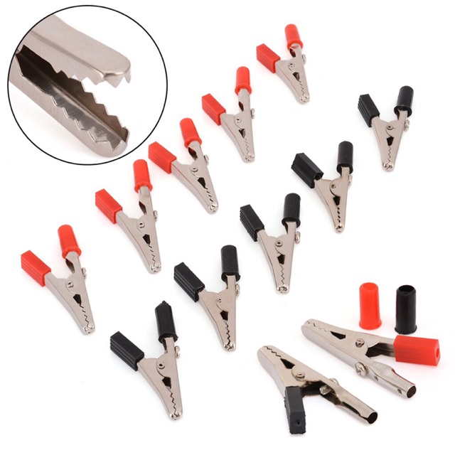 Set 5 cặp kẹp cá sấu 10A đỏ đen chắc chắn