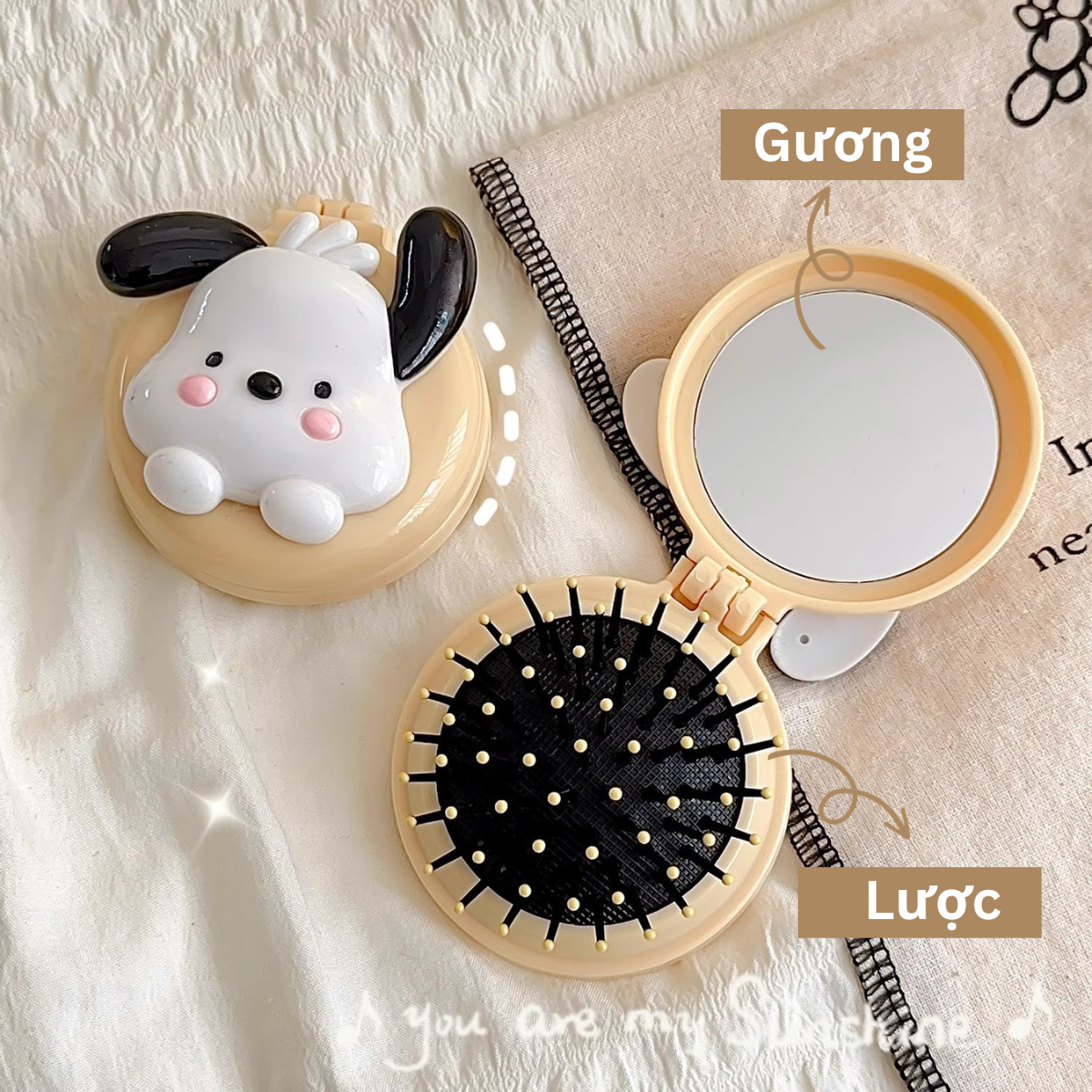 Lược kèm Gương gấp gọn cute tiện lợi thích hợp mang theo đi học, du lịch