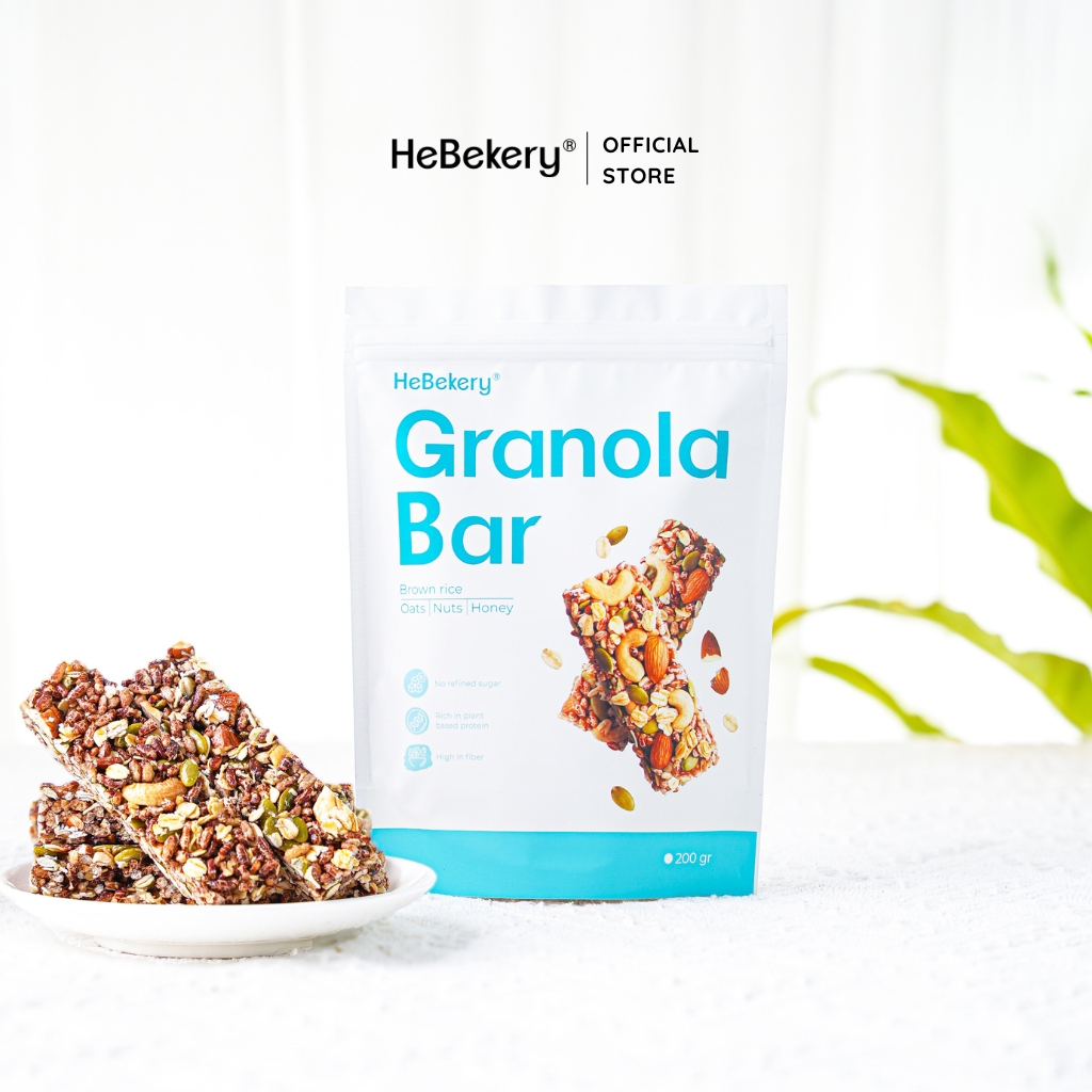 Thanh Ngũ Cốc Gạo Lứt Crunchy - Granola Bar Không Đường Ăn Vặt Healthy 𝐇𝐄𝐁𝐄𝐊𝐄𝐑𝐘 𝐛𝐲 𝐇𝐄𝐁𝐄