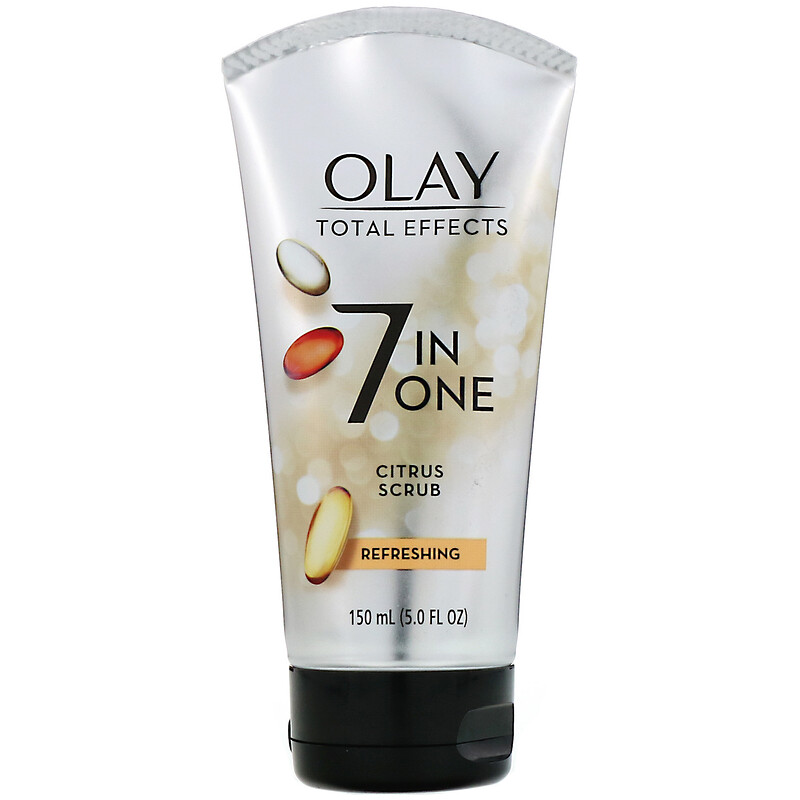 Sữa rửa mặt tẩy tế bào chết Olay Total Effect 7 in 1 Refreshing Citrus Scrub 150 ml với công thức mới tẩy sạch hơn