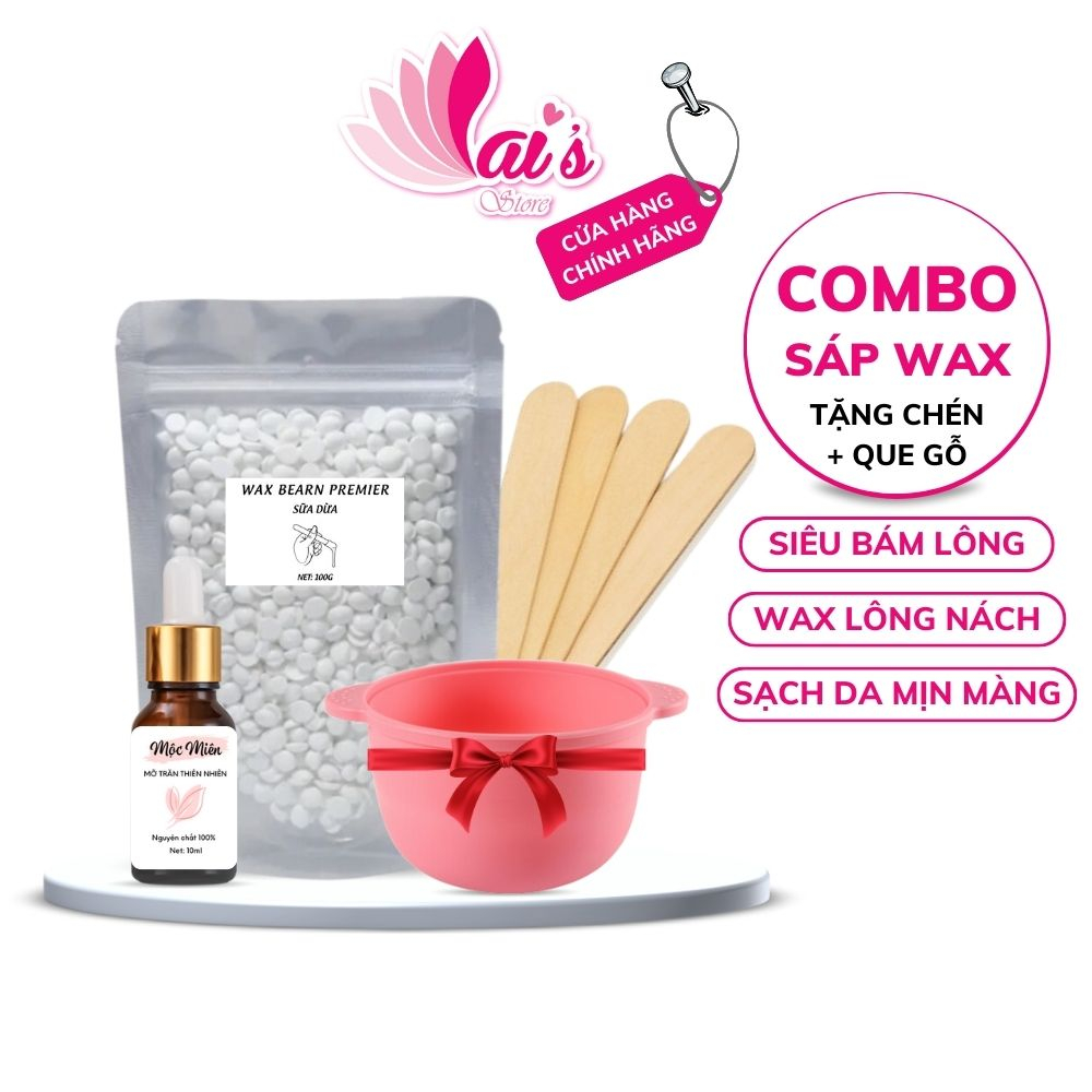 Combo Sáp Wax Lông Nách Cao Cấp 100g Tặng Chén Silicon Nấu Sáp Wax Các Vùng Lông Nách Tay Chân Triệt Râu Ria Mép Laihcmn