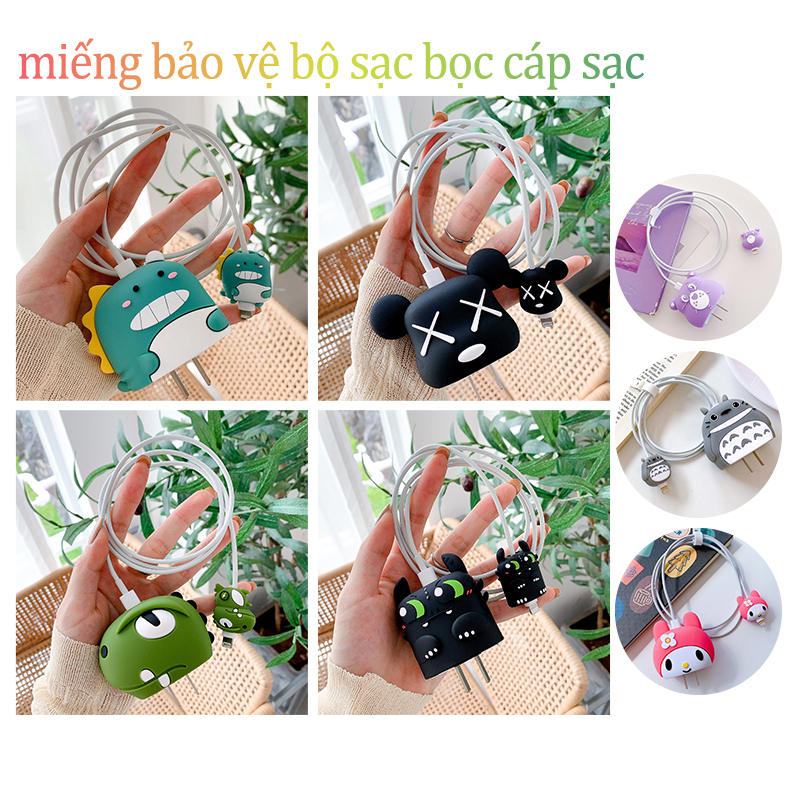 Miếng bảo vệ bộ sạc bọc cáp sạc bằng Silicon,bộ bảo vệ củ sạc cáp sạc chống đứt gãy dây sạc cho điện thoại