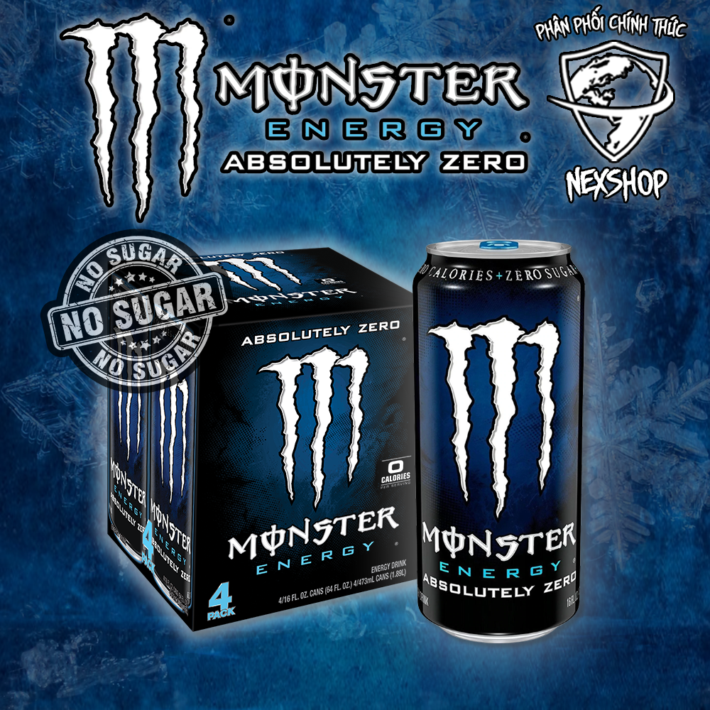 Nước Tăng Lực Monster Energy Absolutely Zero Không Đường Mỹ 473ml