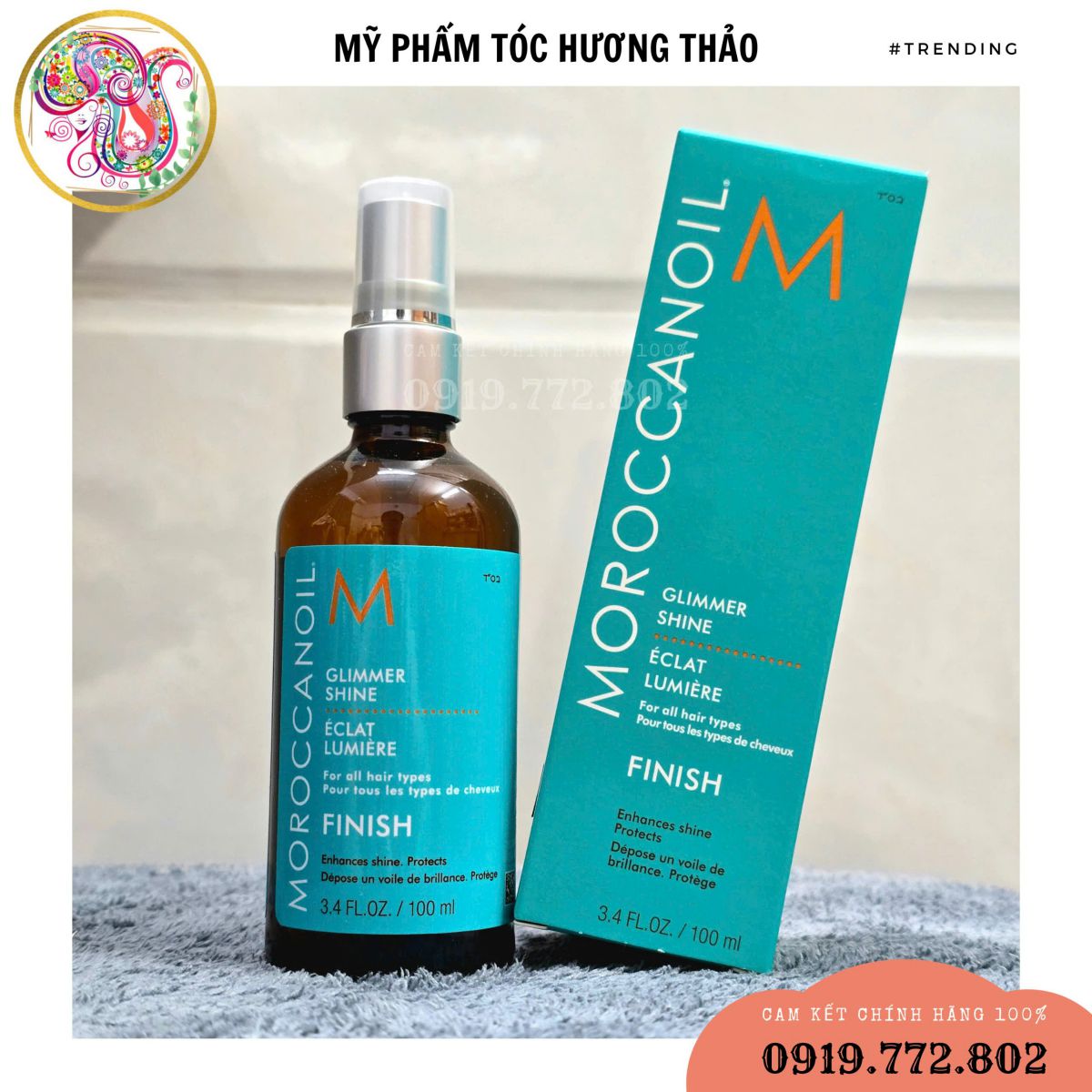 Xịt dưỡng bóng Moroccanoil Finish Glimmer Shine 100ml (cho mọi loại tóc)