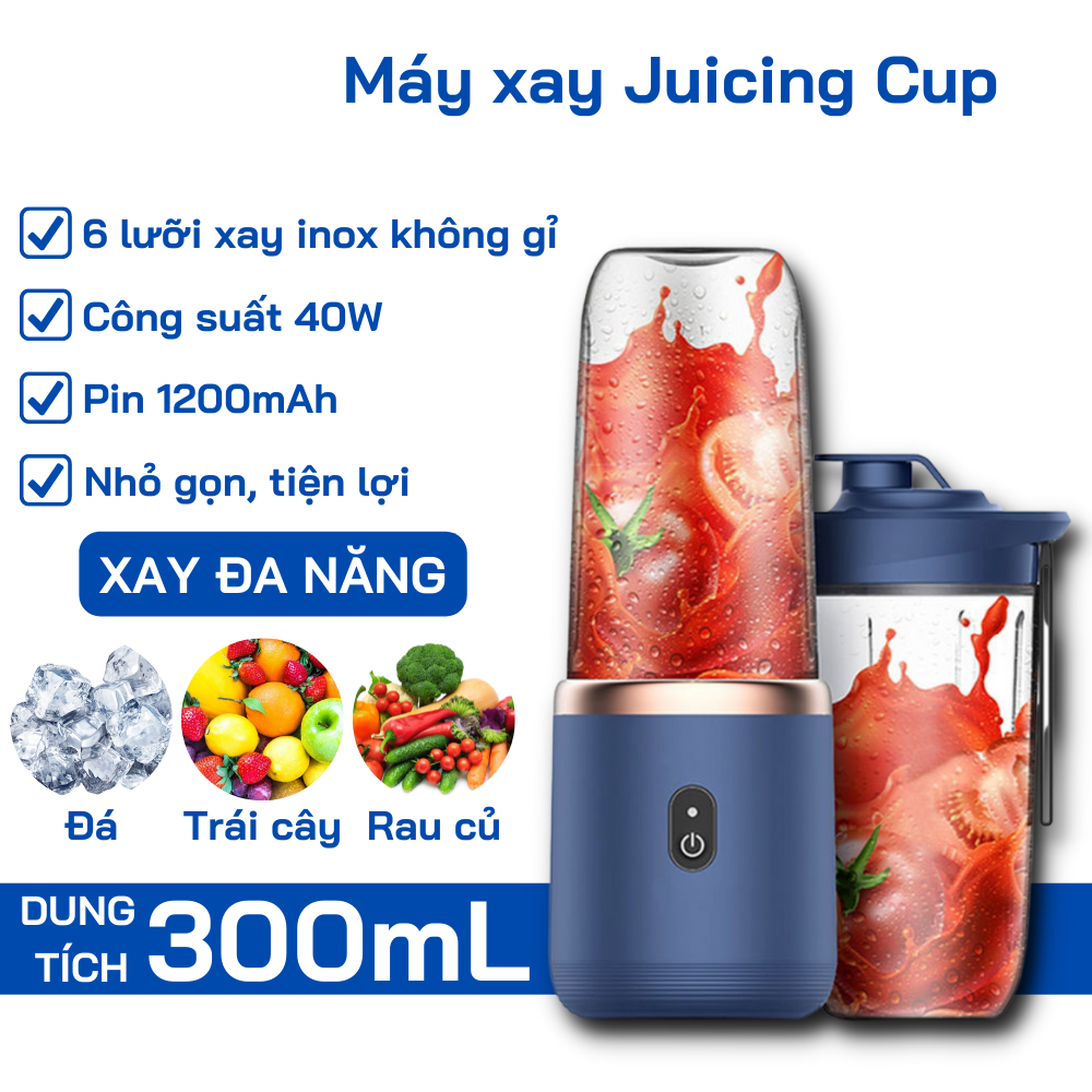 Máy xay sinh tố mini cầm tay 6 lưỡi juicing cup 300ml - máy say mini cầm tay, máy xay sinh tố cầm tay