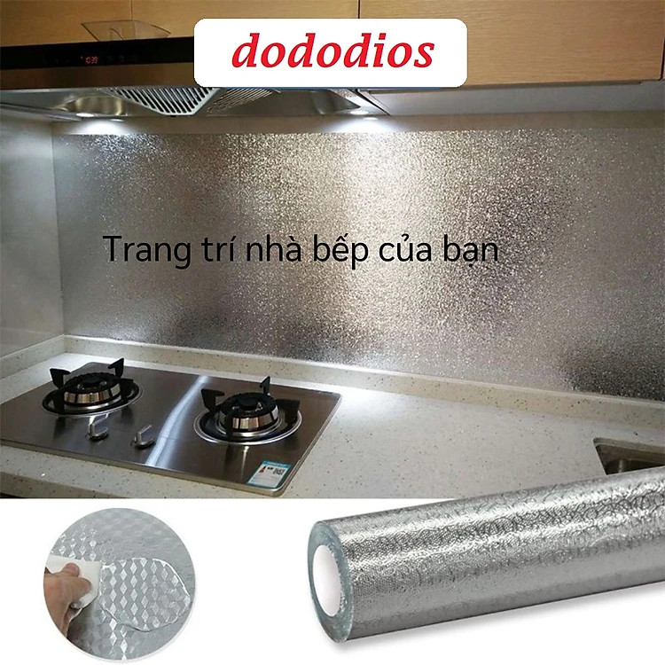 Giấy bạc dán bếp cách nhiệt dododios Cuộn decal dán tường nhà bếp chống