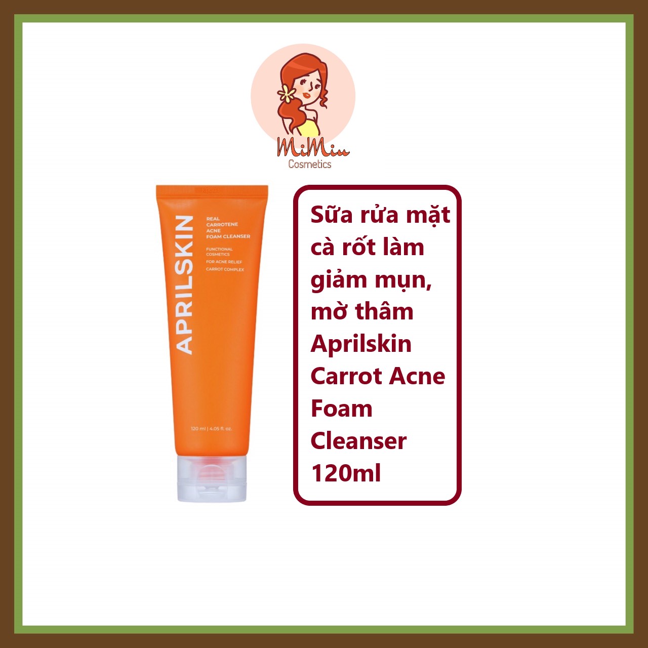 Sữa rửa mặt làm sạch sâu, dịu nhẹ Aprilskin Carrot Acne Foam Cleanser 120ml