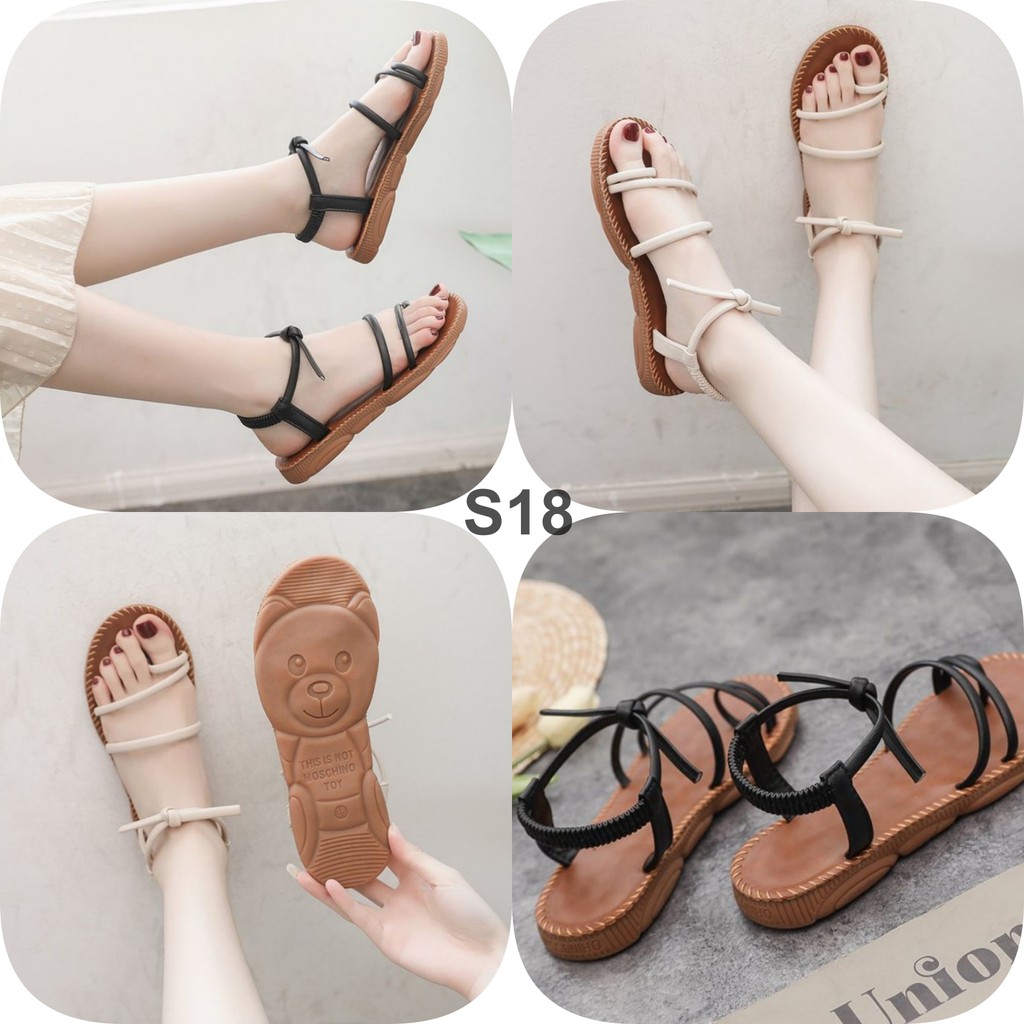 Sandal xỏ ngón dây ngang đế mềm, quai chun hậu - S18