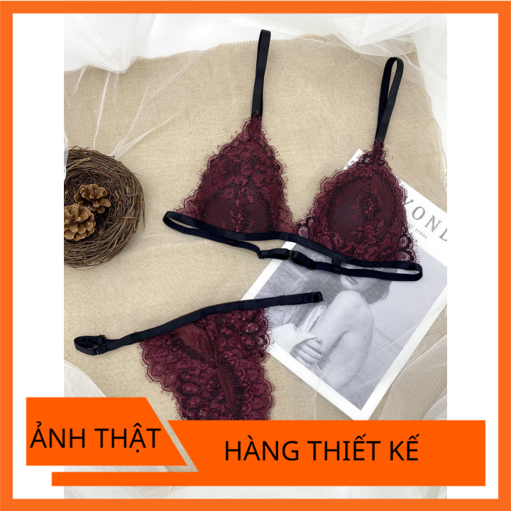[hcm][ảnh thật] bộ đồ lót bralette đỏ đô có mút mỏng [đồ lót - áo lót - quần lót - bikini - đồ lót đẹp - bra - đồ lót giá rẻ - áo ngực - quần lọt khe - đồ lót ren - quần lót ren - áo lót ren - đồ lót sexy]