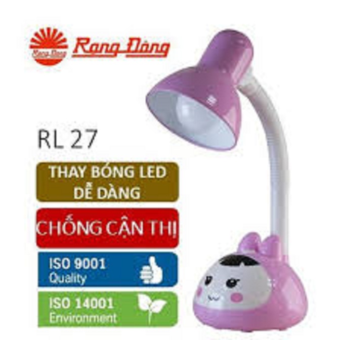 Đèn học Rạng Đông RL- 27 Màu hồng -Đèn bảo vệ thị lực-Hàng chính hãng