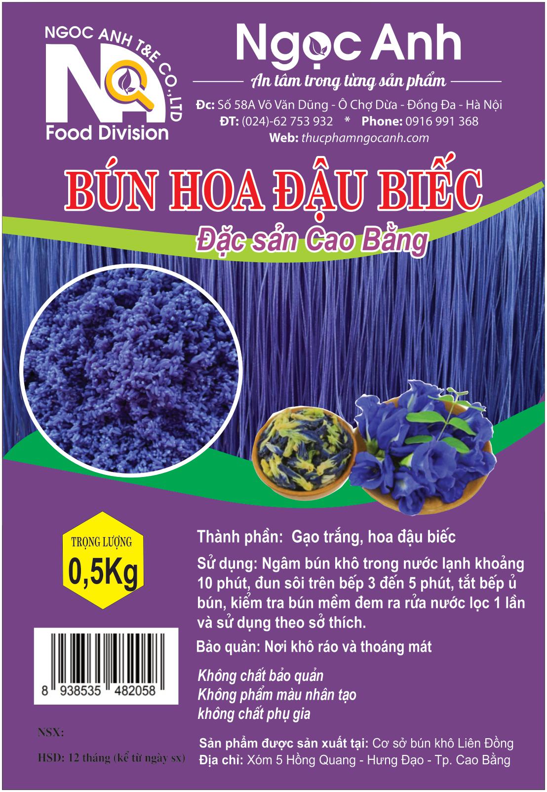 Bún hoa đậu biếc 500g- bún khô cao bằng