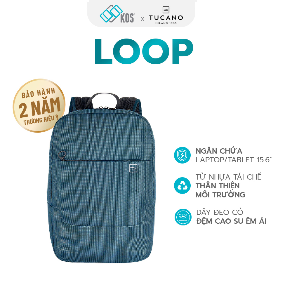 Balo laptop tucano loop 15'6 inch, thương hiệu ý, bảo hành 2 năm