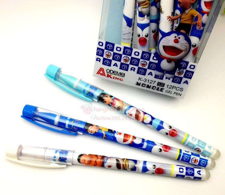 [HCM]HỘP 12 CÂY BÚT XOÁ ĐƯỢC HÌNH DOREMON - MỰC NHIỀU - NÉT ĐẬM ĐỀU ĐẸP - VIẾT ÊM