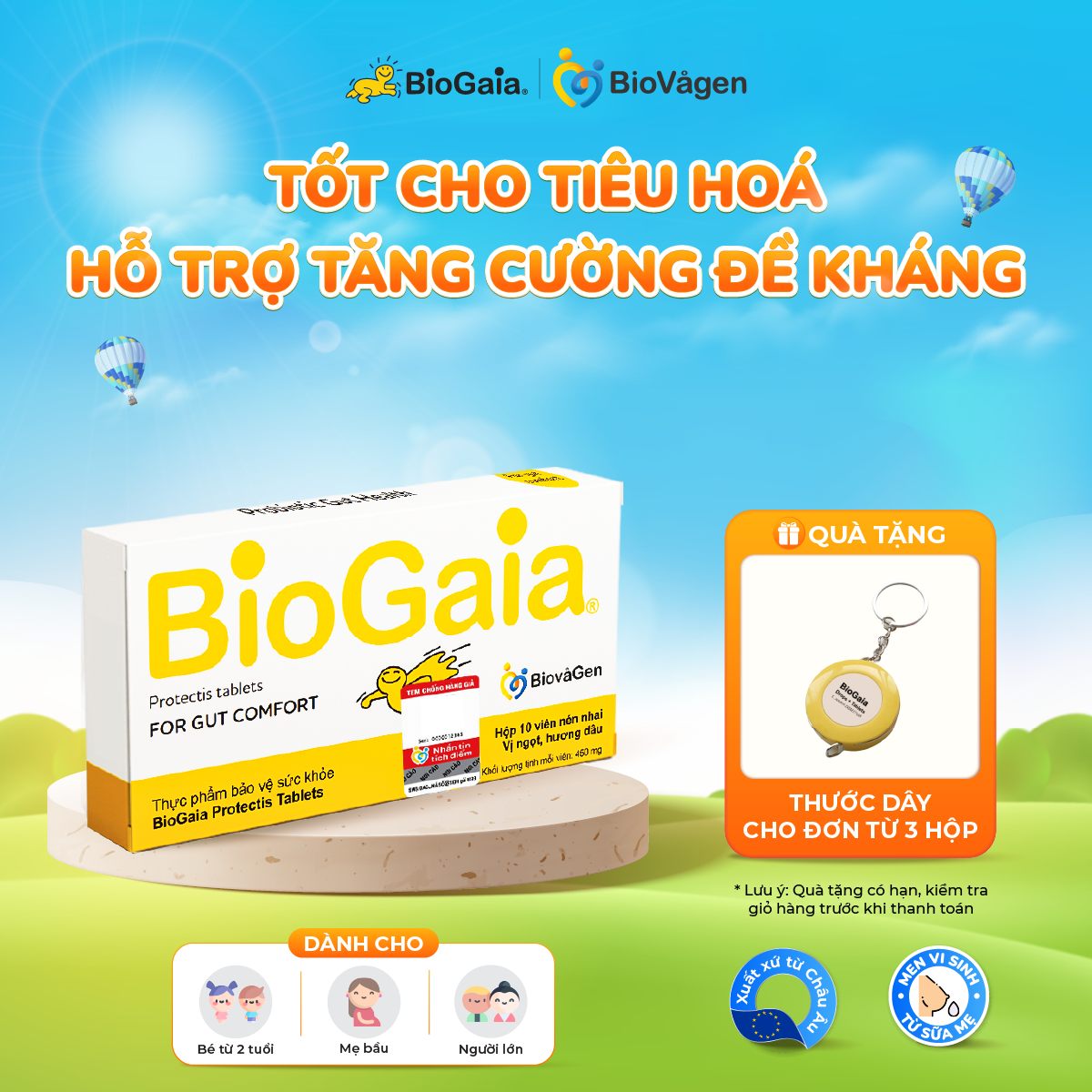 Men vi sinh BioGaia ProTectis Dạng viên cải thiện hệ tiêu hóa Thụy Điển hộp 10 viên