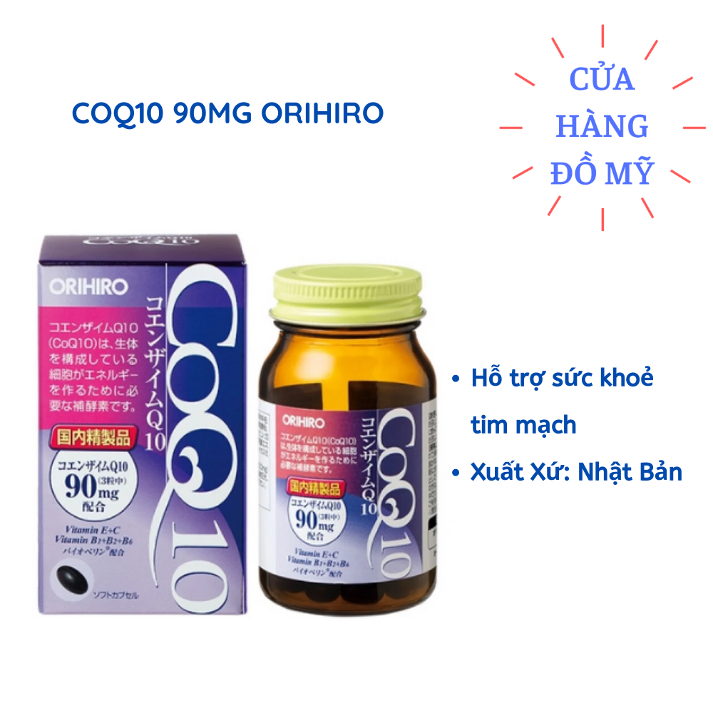 Viên uống hỗ trợ tim mạch Coenzyme Q10 Orihiro 90mg 90 viên - COQ10