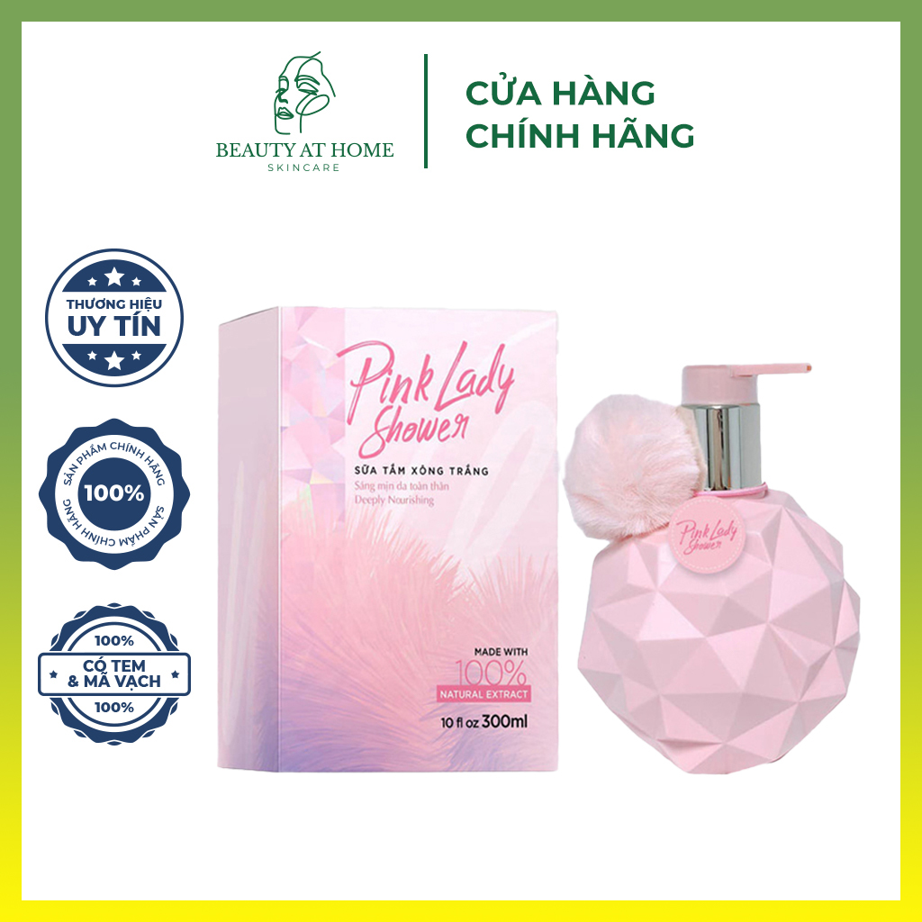 Sữa Tắm Xông Trắng Pink Lady Shower loại bỏ tế bào chết cho da, dưỡng trắng da toàn thân 300ml