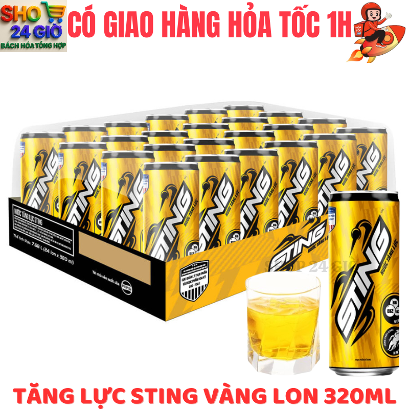 Tăng Lực Sting Vàng Nhân sâm Thùng 24 Lon 320 Ml