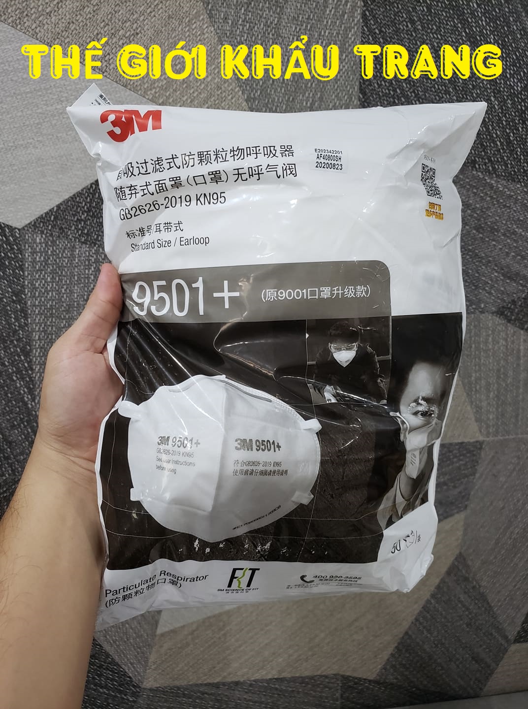1 túi 50 cái khẩu trang 3m 9501+ không van thở