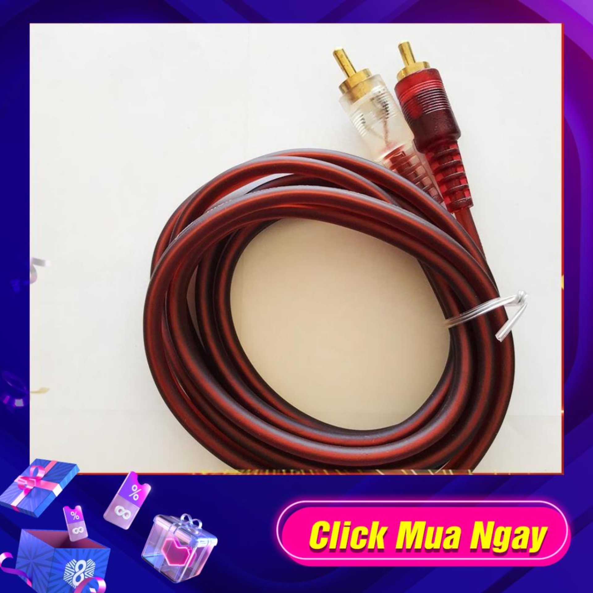 Dây AV, Dây tín hiệu 3.5 ly ra 2 đầu bông sen - 1,5 mét hoặc 3 mét  dùng cho tivi , điện thoại máy tính qua amply , loa kéo , loa vi tính.