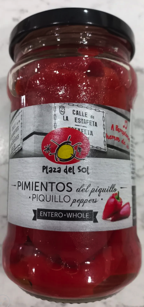Ớt Piquillo ngâm nguyên quả. Whole Piquillo Peppers . Plaza De Sol 290g.Expiry date: 2029