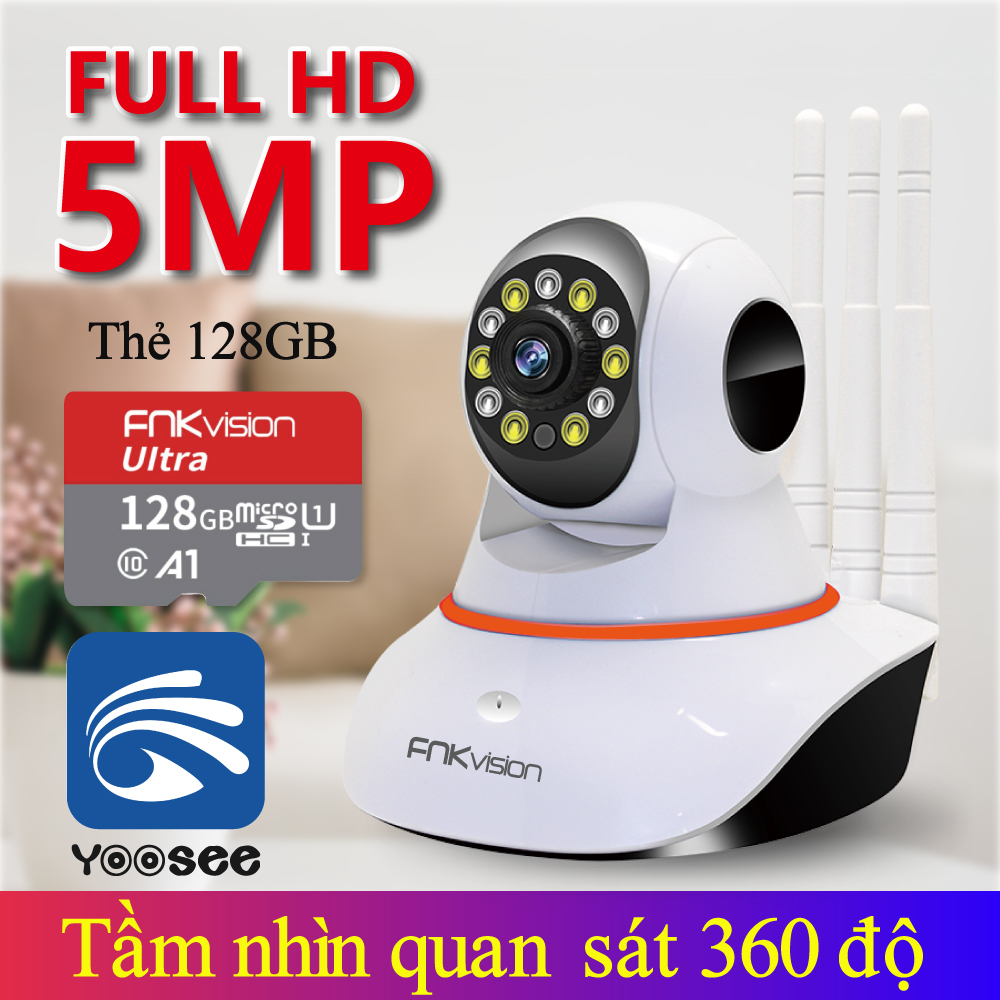 FNKvisionCAMERA IP WIFI 5G YOOSEE 11 LED 5.0Mpx Full HD 2023 QUAY ĐÊM CÓ MÀU XOAY 360 ĐỘ THEO DỖI ĐỐI TƯỢNG