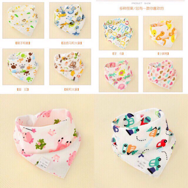 Set 10 yếm cotton 2 lớp cho bé gái