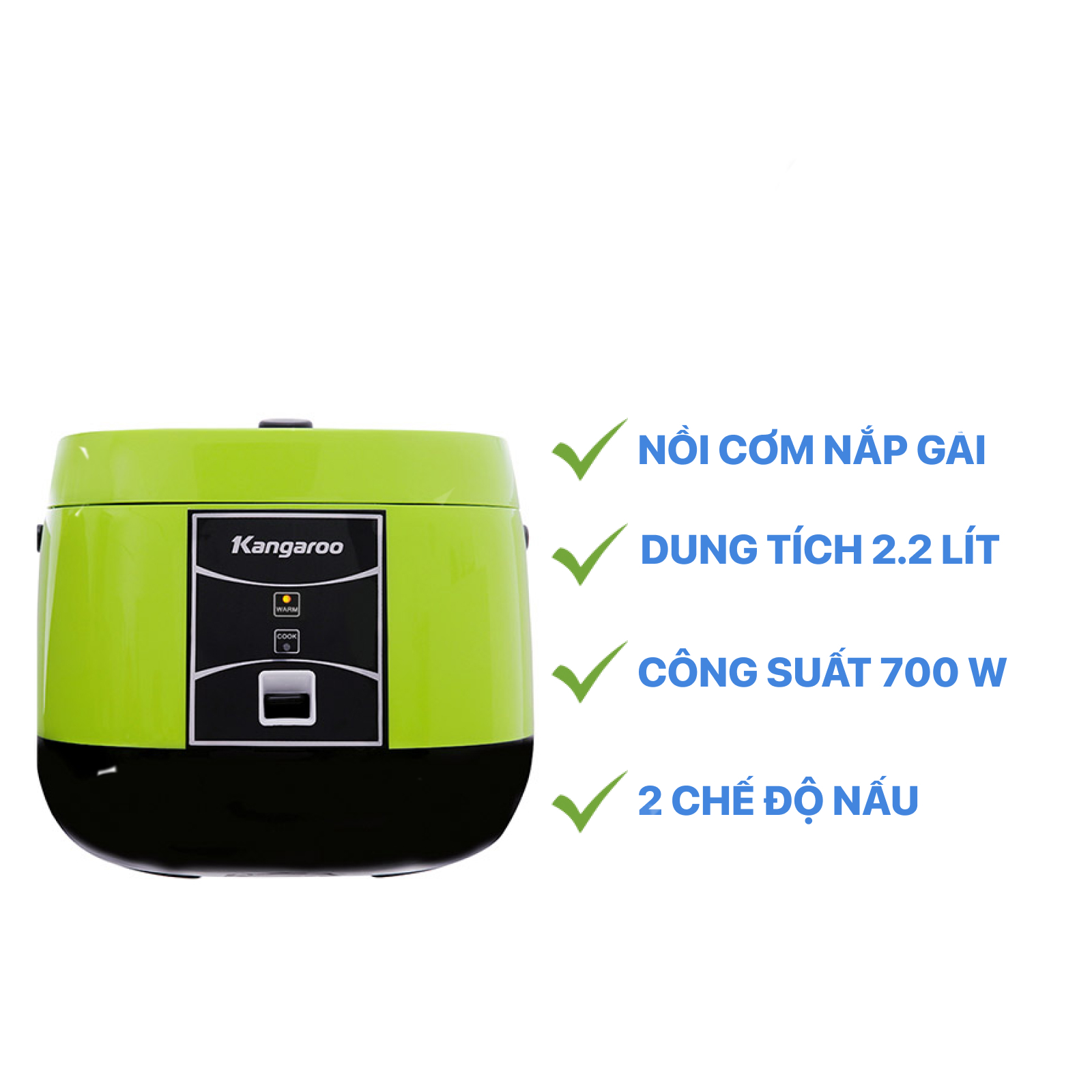 Nồi cơm nắp gài kangaroo kg22r1 2.2 líttrưng bày điện máy