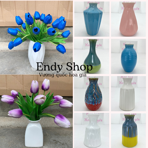 Bình cắm hoa Lọ hoa gốm sứ mini Bát Tràng men hỏa biến - Endy shop