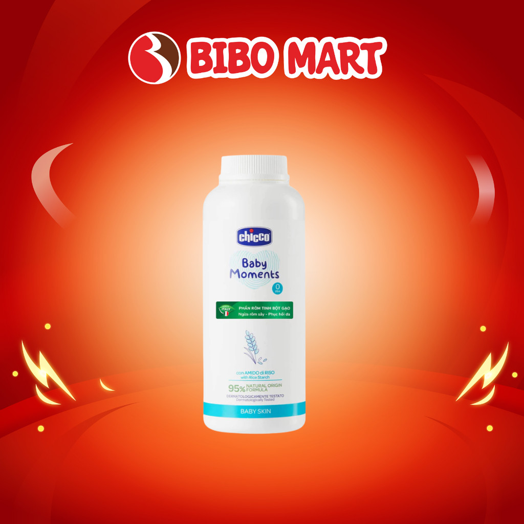 Phấn Rôm Chicco Tinh Bột Gạo An Toàn Cho Bé Hỗ Trợ Da Tổn Thương Do Rôm Sảy Hăm Tã Từ 0M+ 150g - Bibo Mart