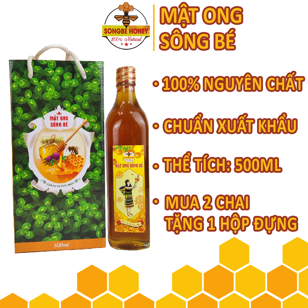 Cao Cấp - MẬT ONG SÔNG BÉ 500ml - Mật Ong Nguyên Chất Từ Thiên Nhiên - Tự Nhiên, An Toàn Và Sang Trọng - Chất Lượng Chuẩn Xuất Khẩu Sang Mỹ