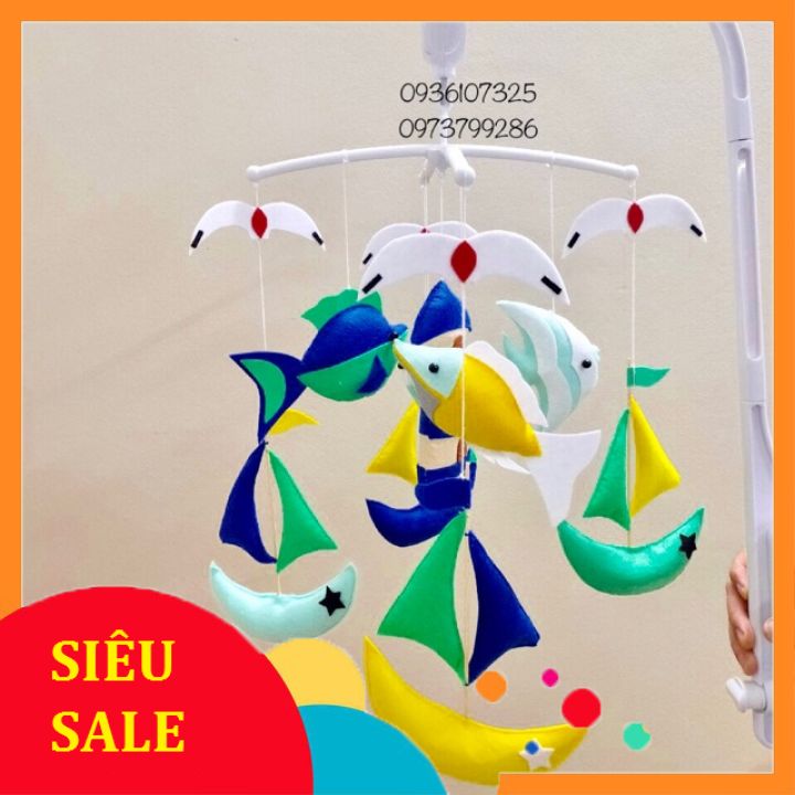 Treo nôi “Đại Dương”  có cá, thuyền màu sắc rực rỡ bắt mắt kích thích thị giác cho trẻ sơ sinh 0 - 6m hàng handmade