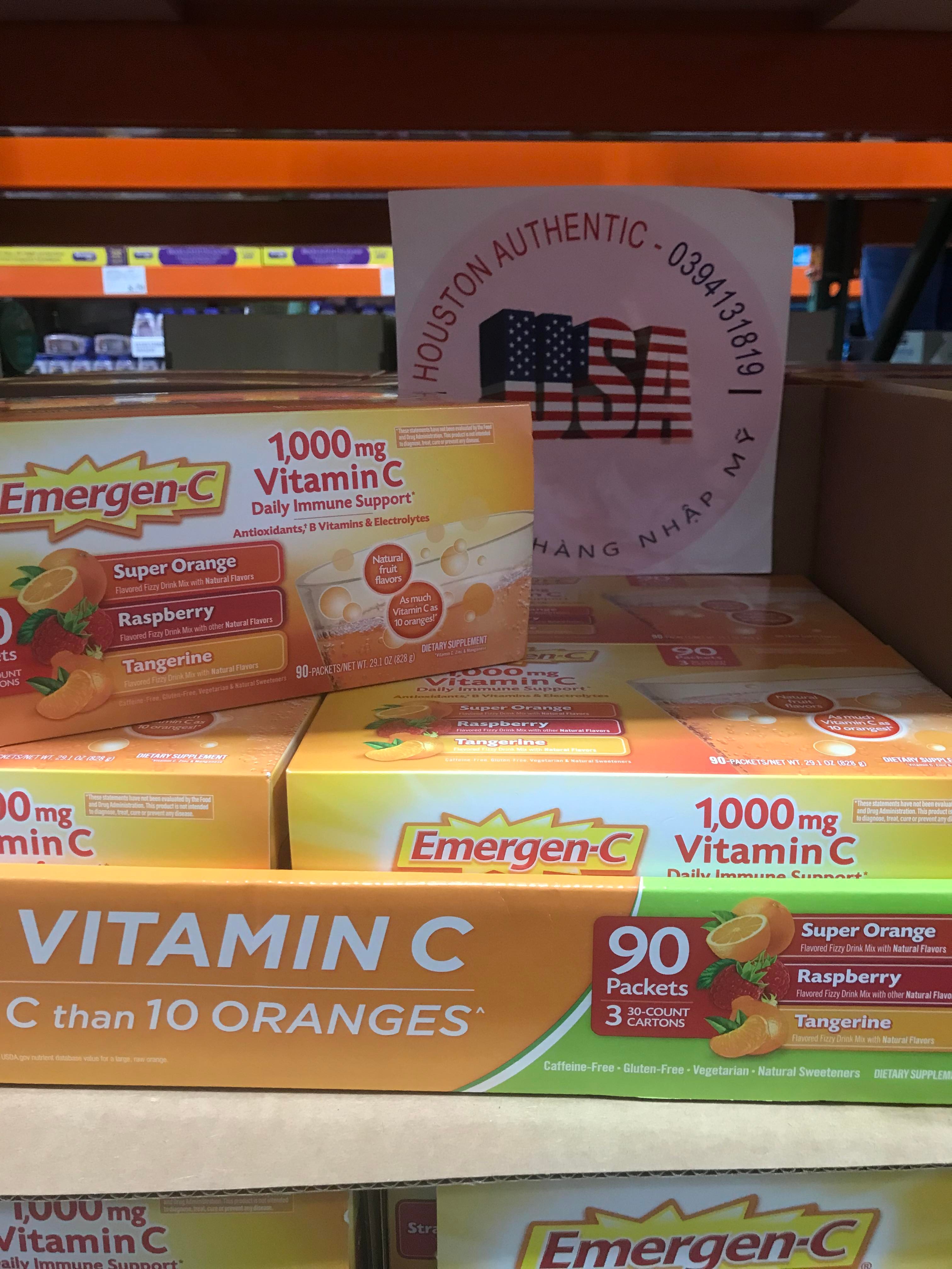 Bột sủi c emergen-c 1000mg vitamin c super orange hộp 30 gói _ live mua hàng tại mỹ