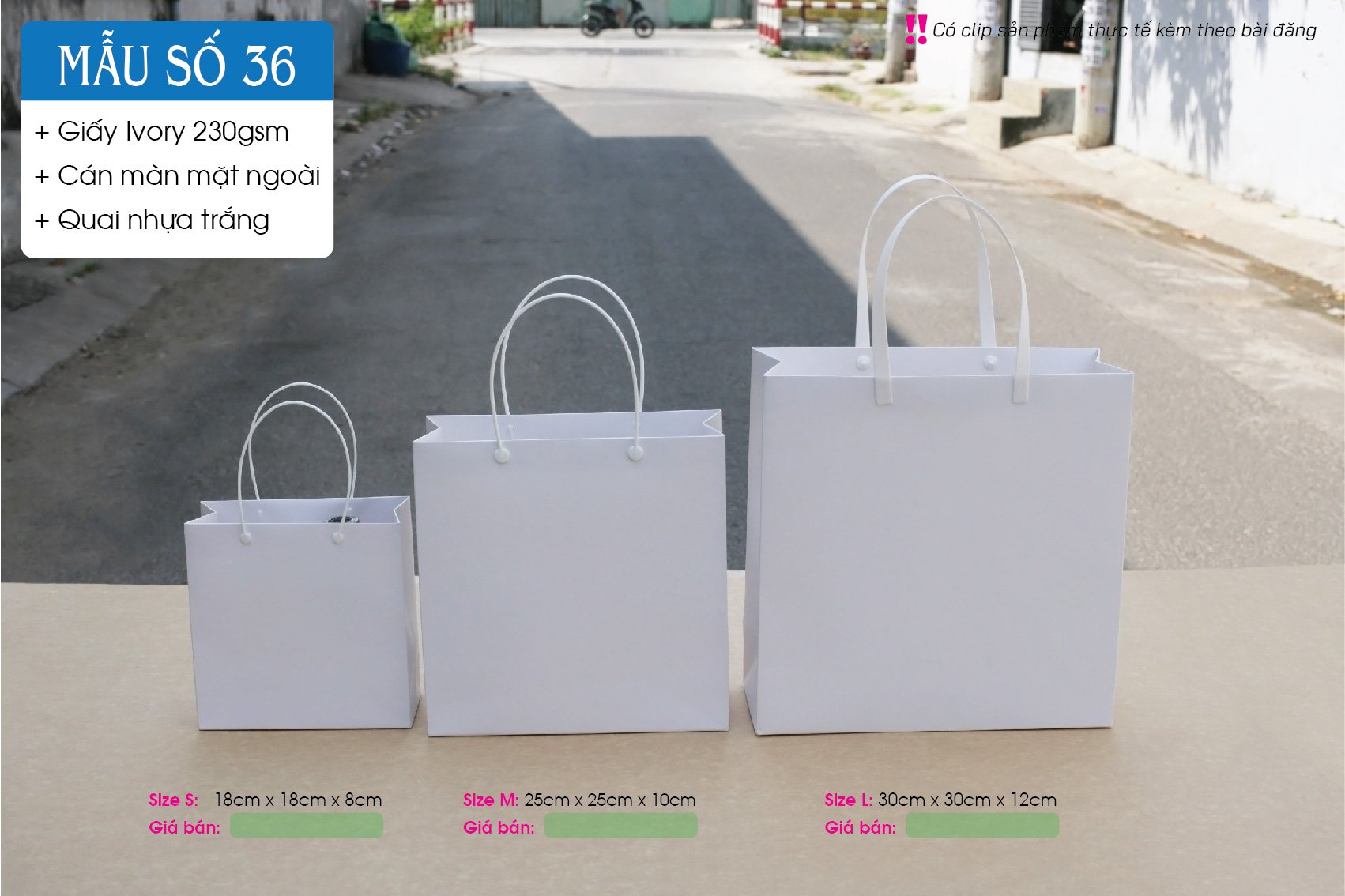 25 cái Túi số 36 Trắng - Túi giấy đựng mỹ phẩm phụ kiện quà tặng thời trang