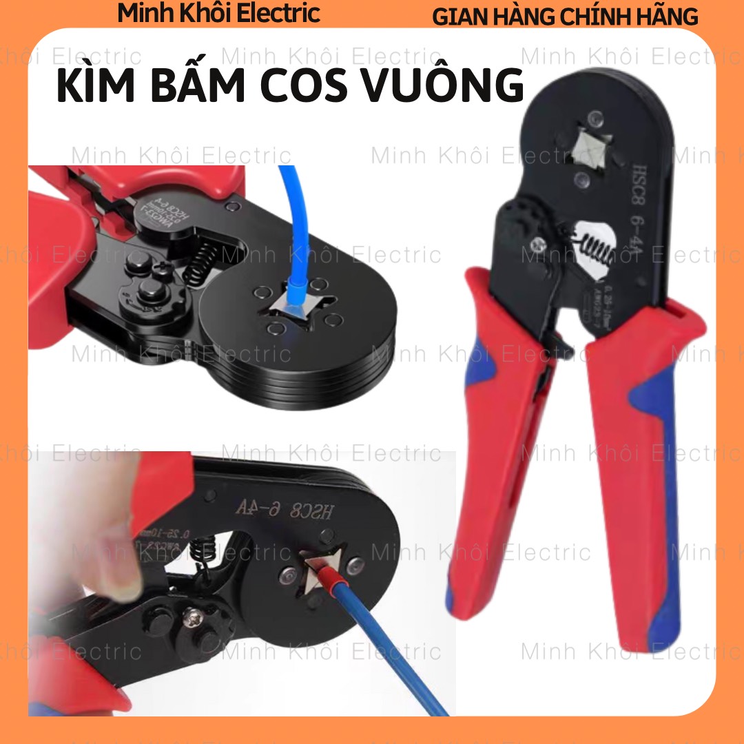 Kìm bấm cos vuông HSC4,kìm bấm cốt lục giác,kìm uốn dây điện,kềm bấm cos pin,kìềm bấm cos kim,kìm co