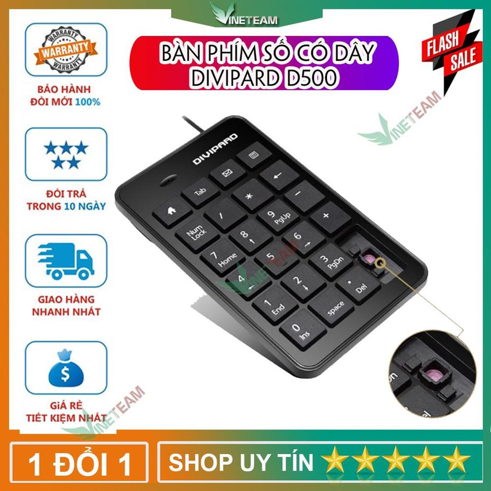Bàn phím số kế toán có dây DIVIPARD D500 Cổng kết nối USB