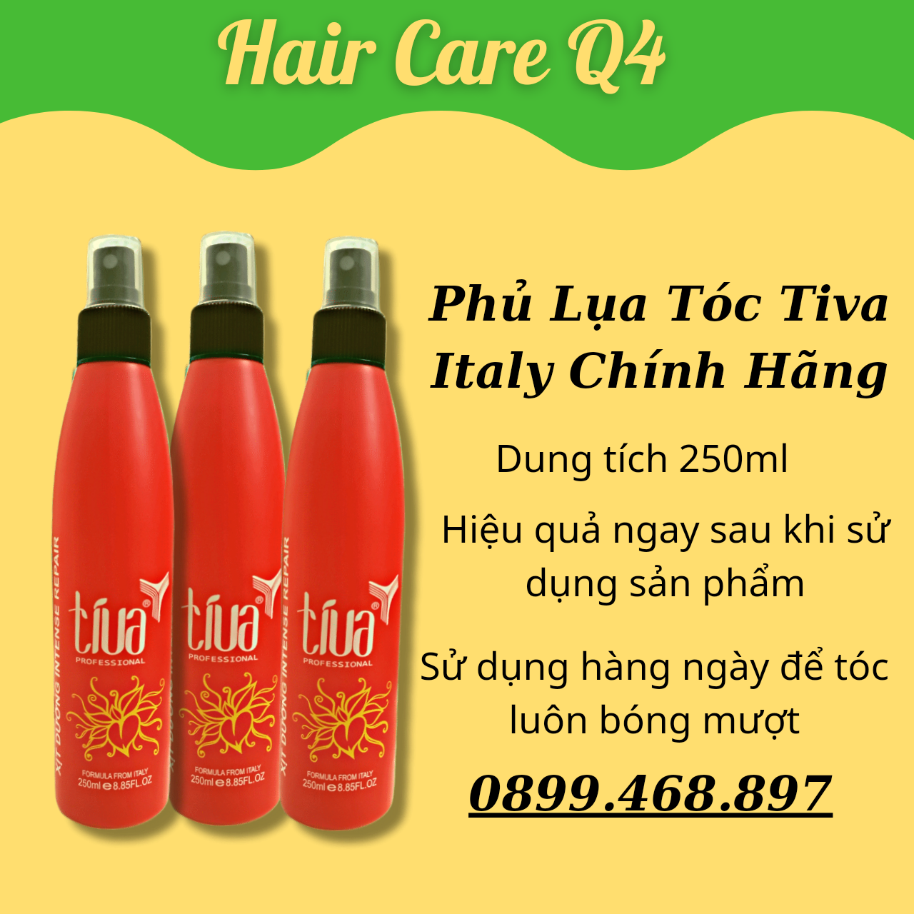 Xịt dưỡng tóc phủ lụa Tiva Công Nghệ Italy chính hãng - Hair Care Q4