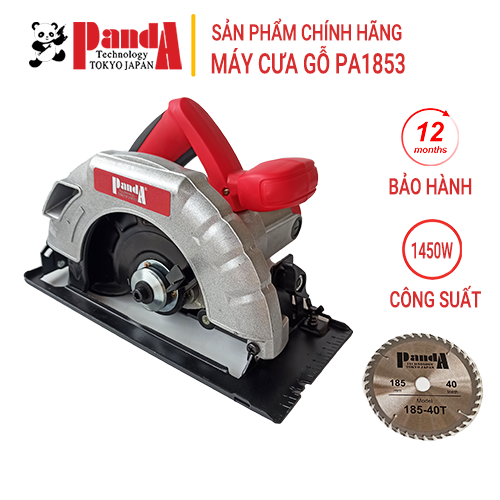 Máy cưa gỗ PANDA PA1853, Máy cưa đĩa thân nhôm, Tặng kèm lưỡi cưa 185mm