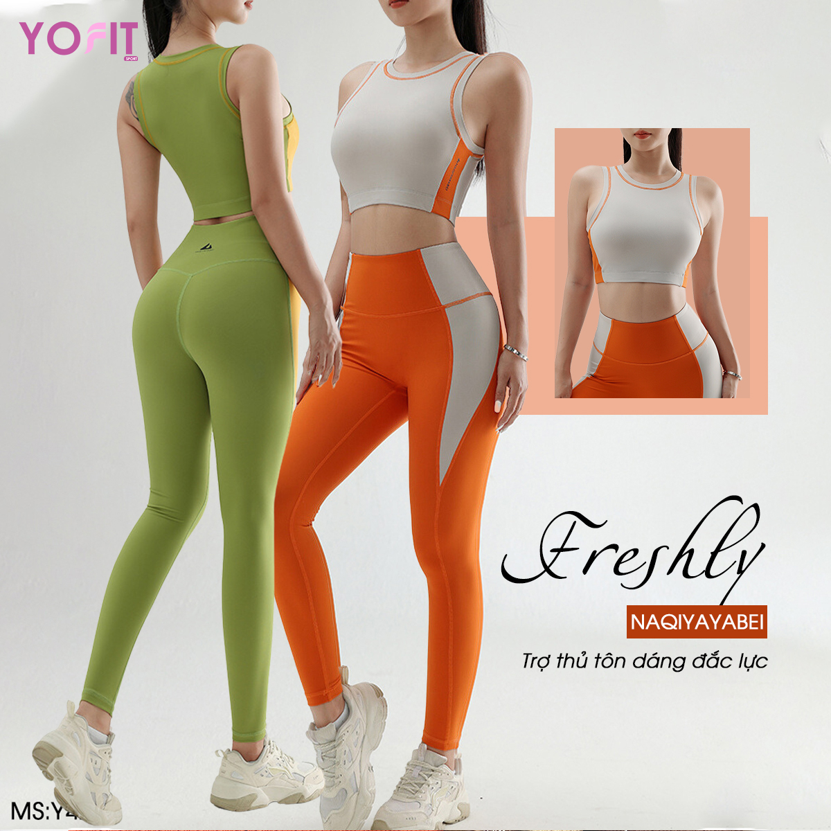Set quần áo tập gym yoga thun fabric cao cấp hãng naqi quảng châu - y42