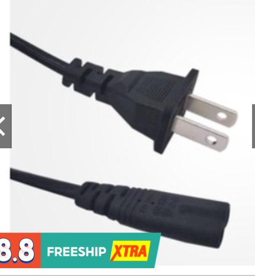 Dây cắm ac số 8 , dây điện nguồn 220v 0.5 dài 1m5, đầu ổ cắm ac số 8 220v