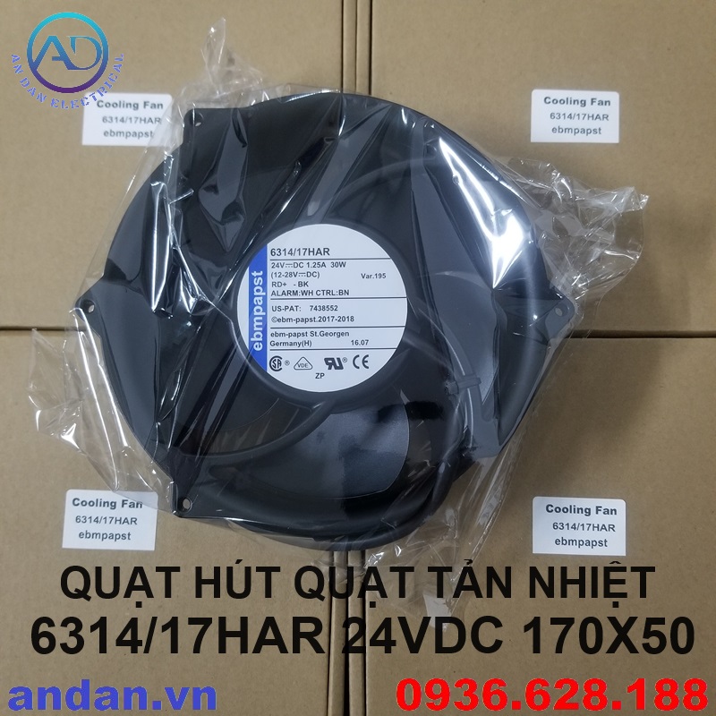 QUẠT HÚT, QUẠT TẢN NHIỆT Ebmpapst - 6314/17HAR 170X170X50MM ĐH 15-20 NGÀY) (GIÁ THAM KHẢO, LH ĐỂ LẤY GIÁ THỰC TẾ)