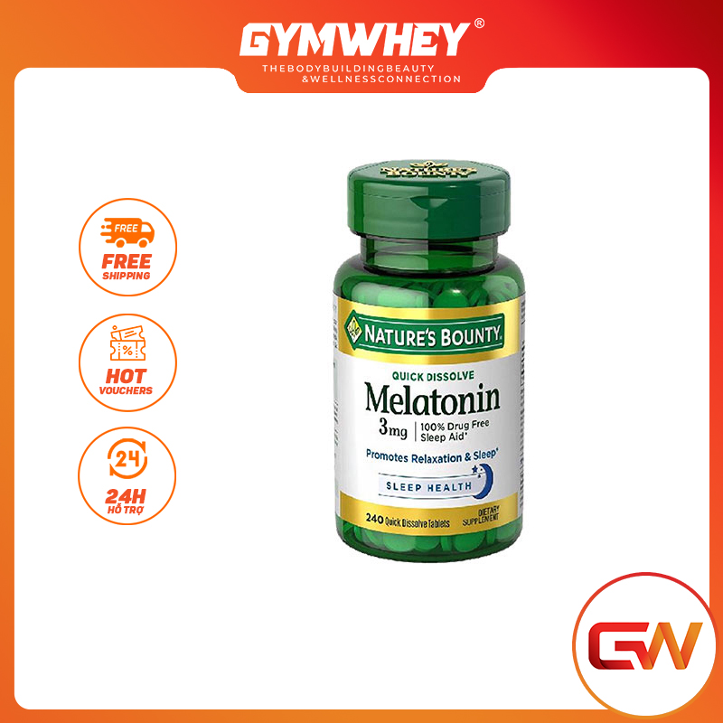 Thực Phẩm Bổ Sung Vitamins và Khoáng Chất Nature's Bounty Melatonin 3mg 240 Viên